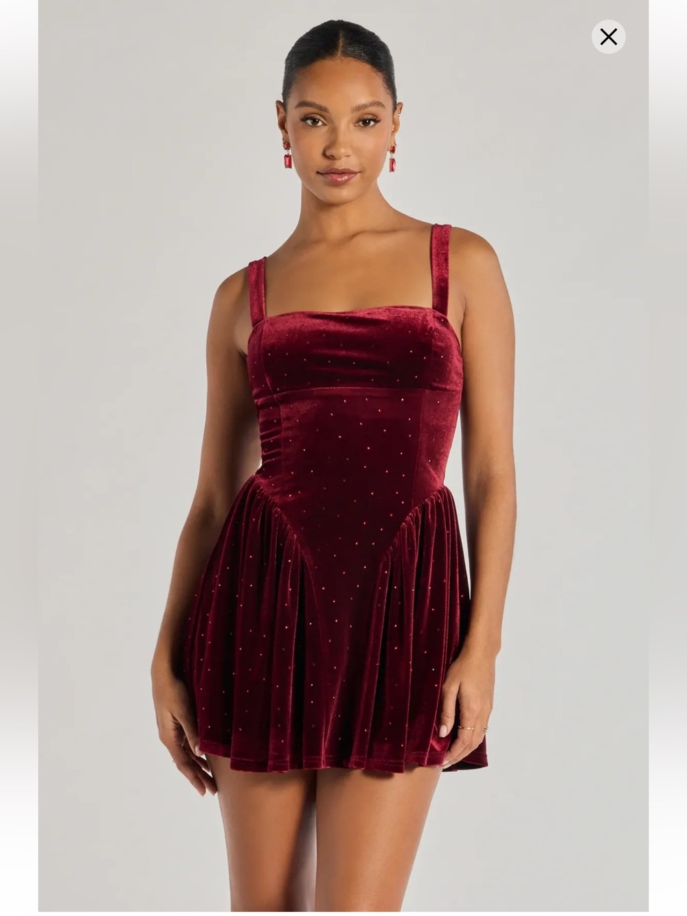 Windsor Flawless Glamour Rhinestone Velvet Skater Mini Dress